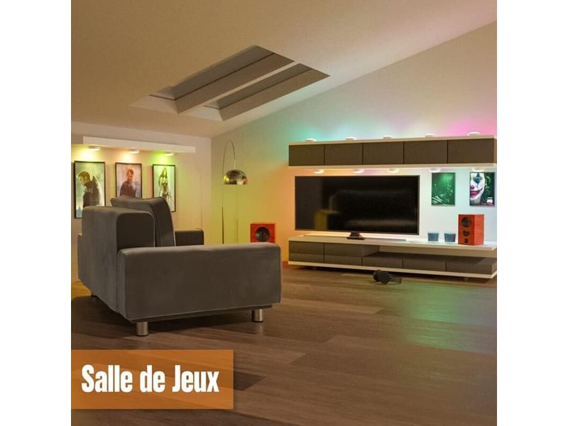  6 lampes led rgb 16 couleurs sans fil avec 2 télécommandes, pour placardescalier  - Conforama D