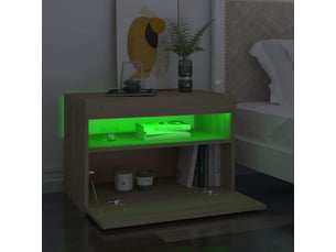 Table de chevet - cabinet de chevet - table de nuit avec lumières led chêne sonoma 60x35x40 cm
