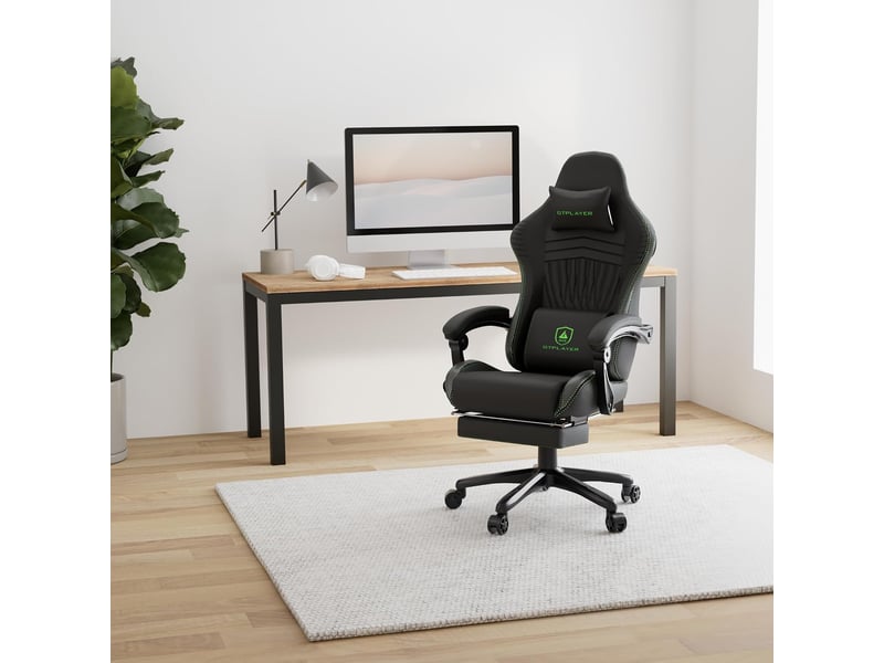 Gtplayer chaise de jeu ergonomique avec repose-pieds et haut-parleurs, 150 kg, vert ACE-PRO-GE - Conforama B