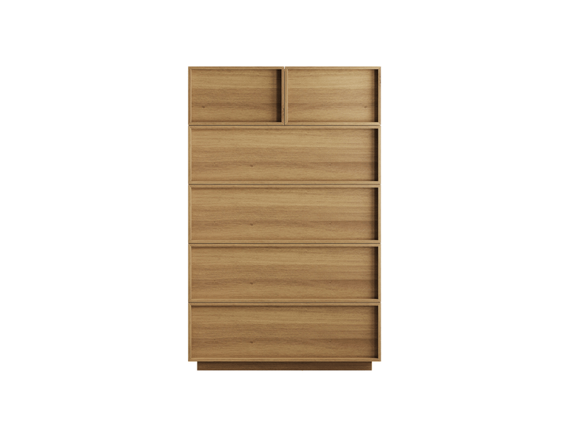  Commode 6 tiroirs 80 x 48 x 127 cm chêne clair, mdf et panneaux de particules, glissières métalliques  - Conforama A