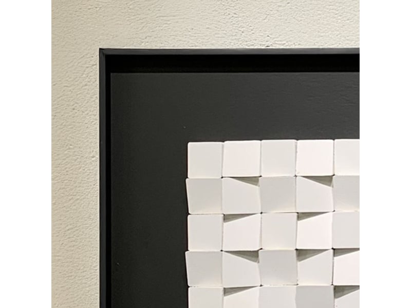  Tableau peinture à l'huile relief carré cadre aluminium noir - 50x50  - Conforama D