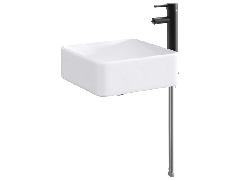  Lavabo de salle de bain avec robinet et évacuation noir mat shl5693  - Conforama A