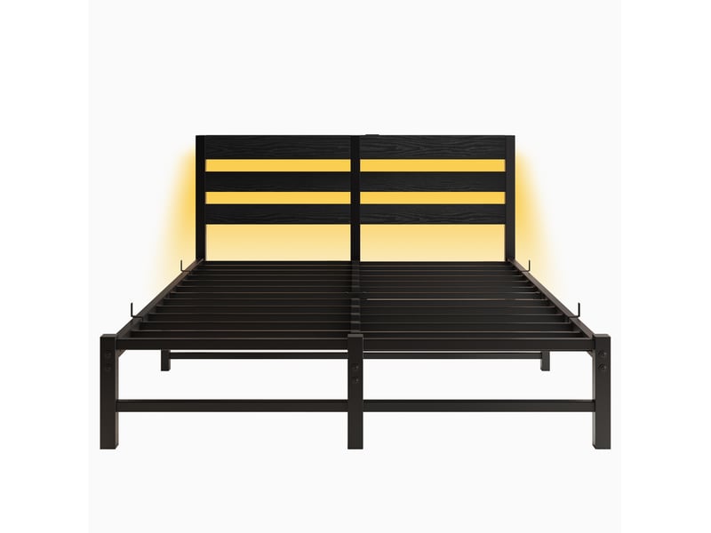  Lit en métal et bois noir 140x190 cm  - Conforama A