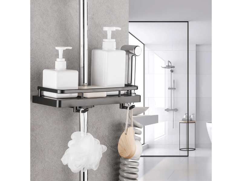  Support de douche, porte-savon, rangement de salle de bain, sans perçage, montage mural, antirouille, autocollant, noir 24mm-25mm  - Conforama C