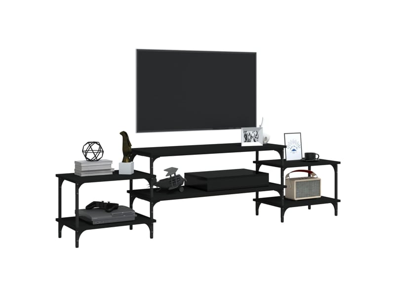  Meuble tv - banc tv - meuble de rangement noir 197x35x52 cm bois d'ingénierie  - Conforama D