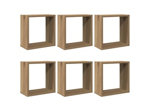 Lot de 6 étagères cube murales, armoires de rangement chêne artisanal bois d'ingénierie cf42750