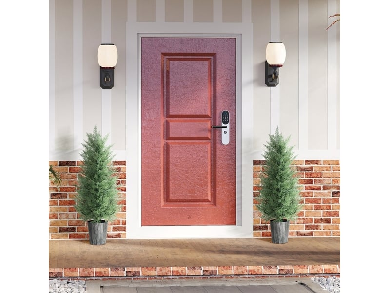  Lot de 2 plantes artificielles cyprès 90 cm vertes en plastique avec protection uv, décor sans entretien  - Conforama E