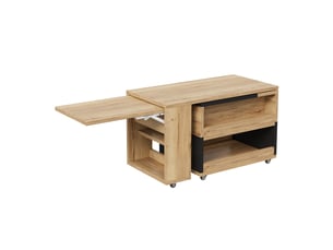 Table basse extensible multifonction - élément rotatif 360°, plateau relevable - design modulable