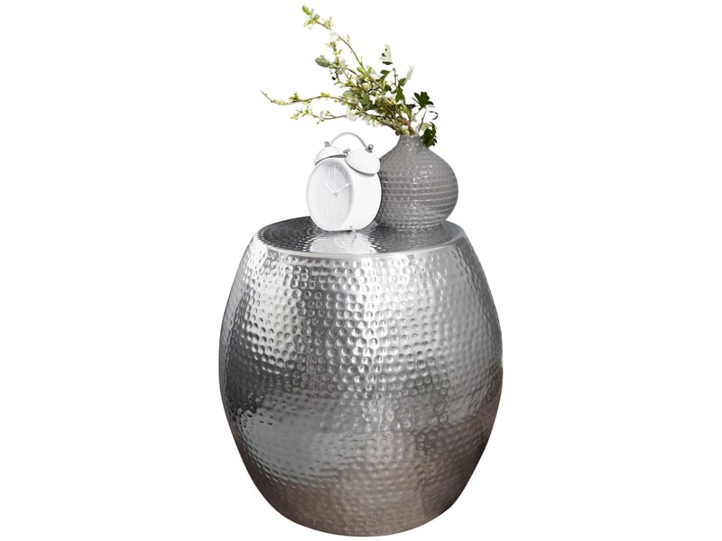  Table d'appoint ronde 42x42x42 cm en aluminium argenté  - Conforama C