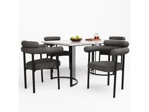 Chaise de salle à manger à dossier ergonomique  - assise rembourrée en suédine gris foncé 70 × 62 × 84 cm