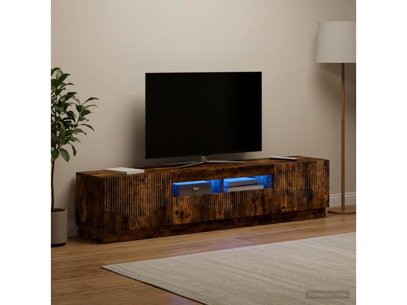  Meuble tv - banc tv - meuble de rangement led hoorn 3 pcs chêne fumé bois d'ingénierie  - Conforama B