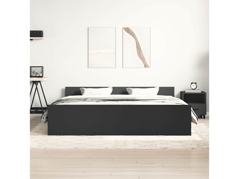 Lit double- lit adulte -  cadre de lit sans matelas noir 200x200 cm  - Conforama C