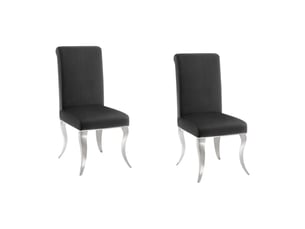 Lot de 2 chaises baroques velena en velours noir avec haut dossier et pieds argentés galbés