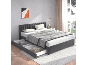 Lit avec rangement 180x200 cm coloris gris