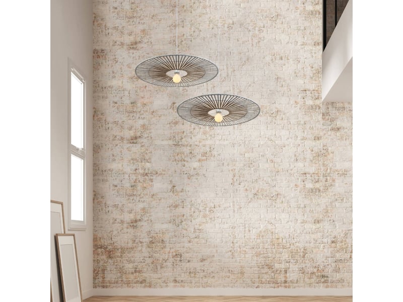  Zambelis silikou suspension silikou 80 cm à structure métallique blanche - bambou naturel 1xe27  - Conforama B