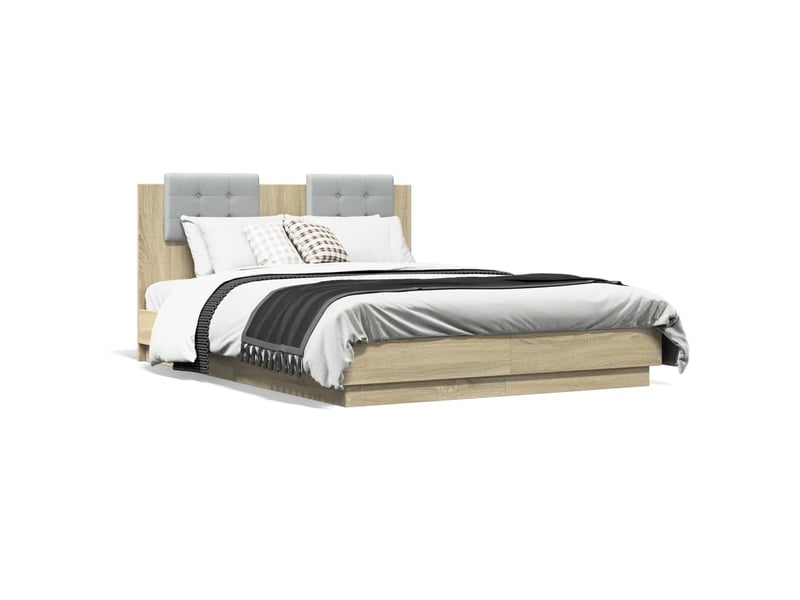 Lit double- lit adulte - cadre de lit sans matelas chêne sonoma 120x190 cm - Conforama A