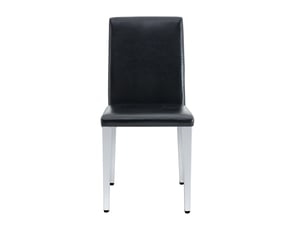 Lot de 6 chaises de salle à manger design, simili cuir noir et pieds métal argentés, style luxe léger européen pour salle à manger et salon