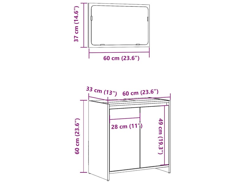 Ensemble de meubles salle de bain 2 pcs bois d'ingénierie cf63916 - Conforama E