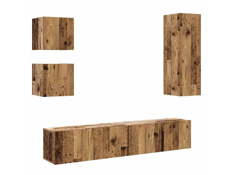  Ensemble de meuble tv - banc tv - meuble de rangement mural 5 pcs vieux bois bois d'ingénierie  - Conforama A