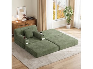 Fauteuil convertible <strong>MODENVIE</strong> <strong></strong> Velours côtelé vert vendu A l'unité