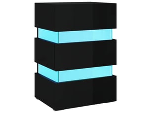 Table de chevet - cabinet de chevet - table de nuit à led noir brillant 45x35x67 cm bois ingénierie