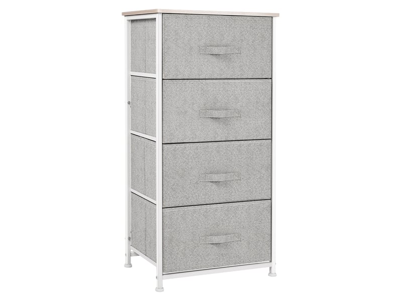  Commode en tissu, 4 tiroirs, dimensions : 45 x 30 x 92 cm (l x l x h), structure en métal  - Conforama A