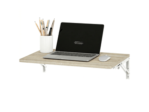 Table murale rabattable, bureau suspendu en bois de chêne, table pliante gain de place pour télétravail, cuisine et petite chambre