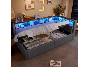 Lit banquette 90x200 cm <strong>SAPGAKS</strong> <strong></strong> coloris gris
