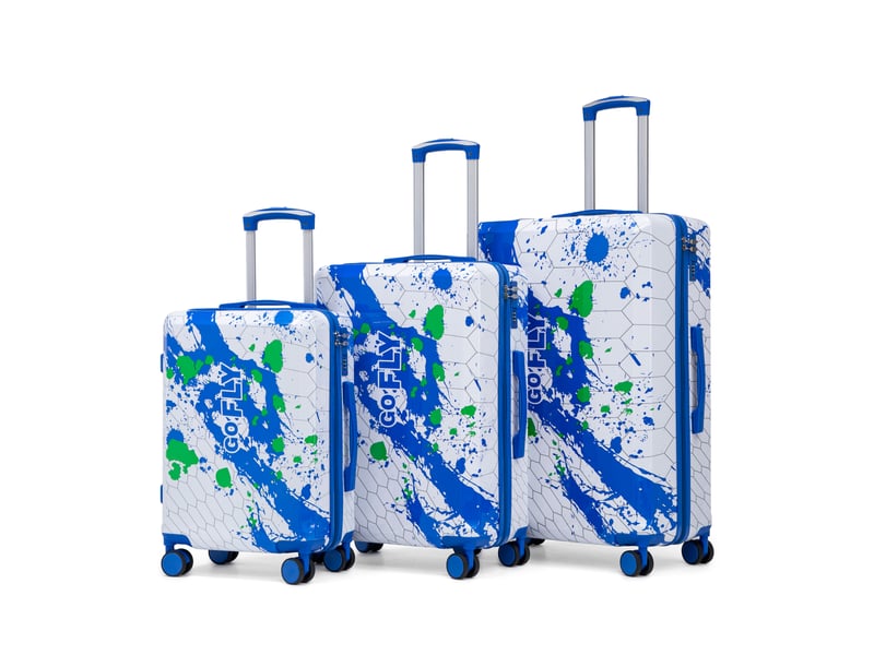  Lot de 3 valises rigides,202428 pouces,avec serrure à code,pc,bleu  - Conforama A