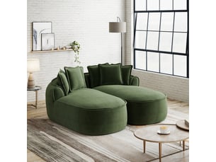 Canapé modulable convertible en lit avec assise profonde et coussins, pour salon, en chenille vert