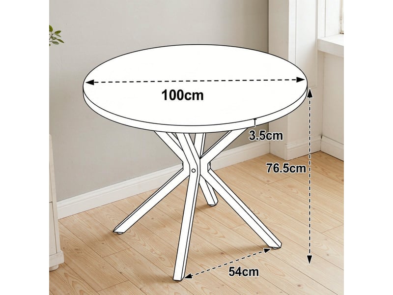  Table à manger ronde moderne avec piètement croisé, silhouette élégante  - Conforama C