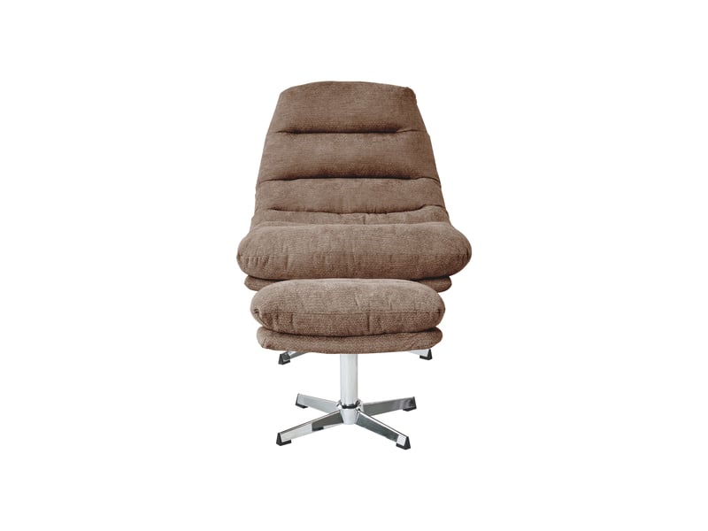 Fauteuil rotatif themis 1 place + repose-pieds tissu marron  - Conforama E