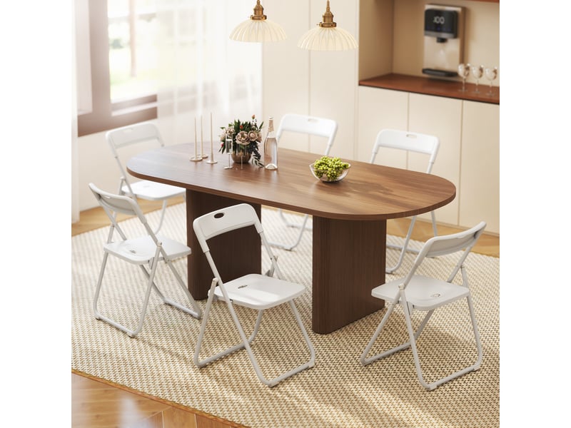 Lot de 6 chaises pliantes portables en plastique et acier, dossier incurvé, assise concave, 48,5 x 47 x 75 cm, blanc  - Conforama C