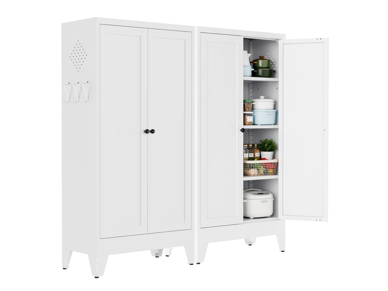  Armoire de rangement en métal blanc, 3 tablettes réglables, charge 49,9 kg, meuble debout pour cuisine, cellier et salon, h 120 x l 60 x p 30 cm  - Conforama A