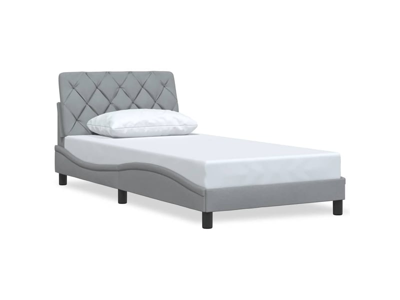  Lit simple- lit adulte -  cadre de lit sans matelas gris clair 100x200 cm tissu  - Conforama A