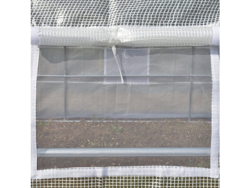  Serre de jardin tunnel 397x300x200 cm – blanche – 8 fenêtres, porte zippée et acier galvanisé  - Conforama E