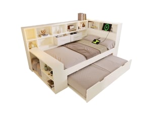 Lit gigogne 90x190 cm ELVMI   coloris blanc