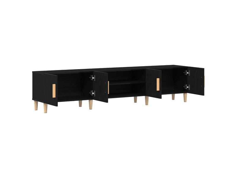  Meuble tv - banc tv - meuble de rangement 180 x 31,5 x 40 cm chêne noir bois d'ingénierie  - Conforama E