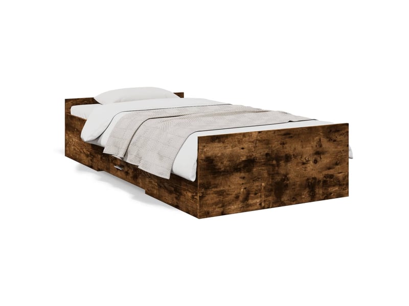  Lit simple- lit adulte -  cadre de lit avec tiroirs sans matelas chêne fumé 90x190 cm  - Conforama A
