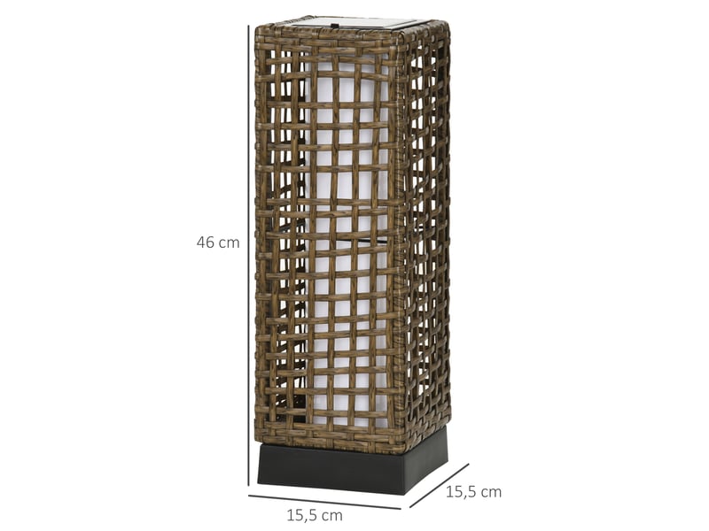  Lampe solaire led d’extérieur 15,5x15,5x46 cm avec capteur de lumière rotin sable  - Conforama C