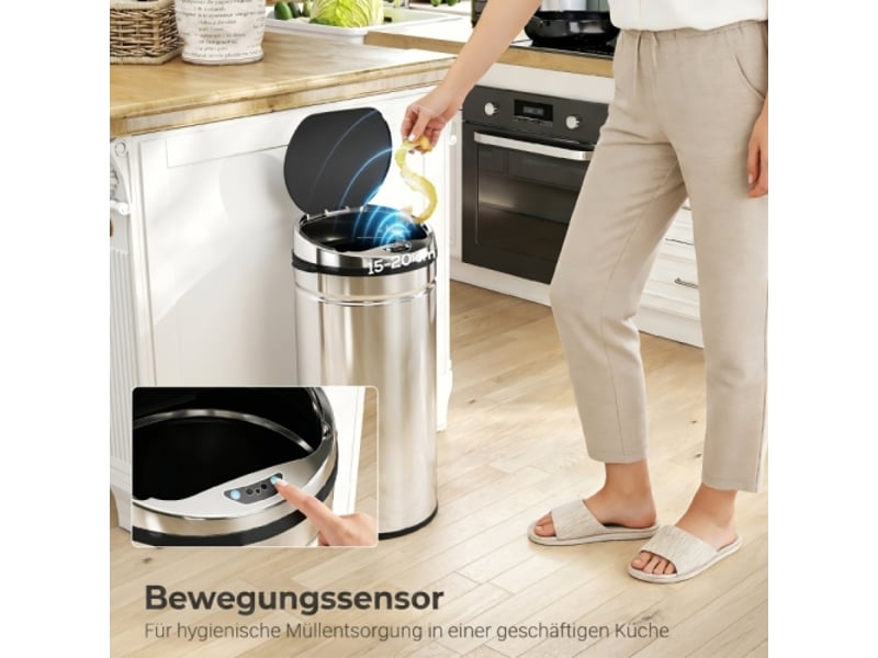 Poubelle automatique 42 l à capteur infrarouge, inox, pour cuisine et salle à manger - Conforama B