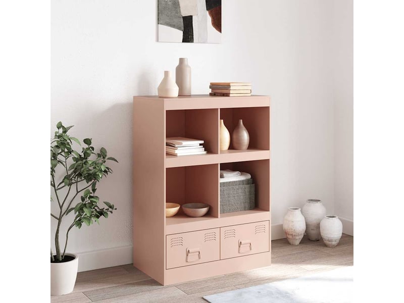  Buffet haut - bahut - meuble de rangement rose 67x39x95 cm acier  - Conforama C