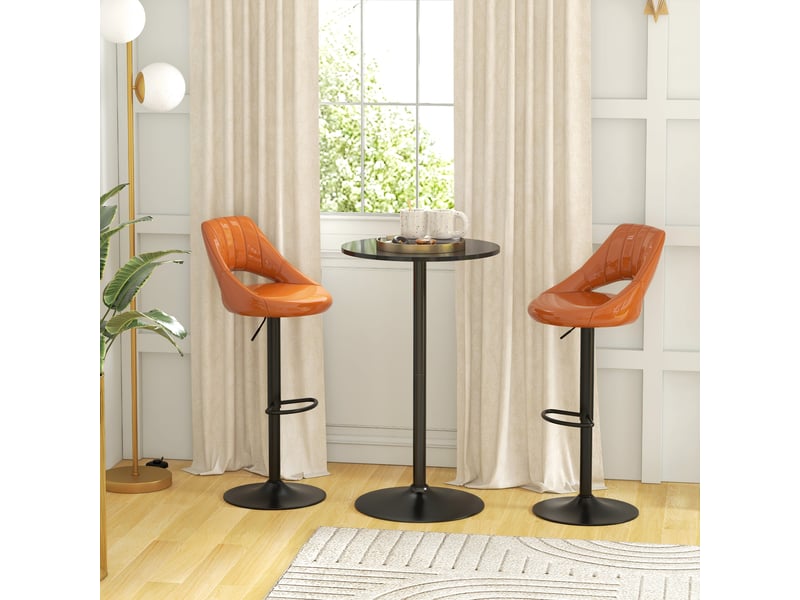  Table de bar ronde table de bistro mange-debout table de cuisine style contemporain plateau peint et cadre en acier  - Conforama A