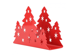 Porte-serviettes en acier inoxydable en forme d'arbre de noël pour décoration de restaurant à domicile (rouge)