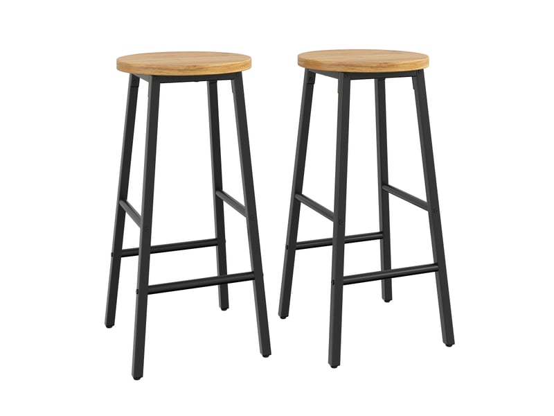  Îlot de cuisine avec 2 tabourets blanc effet bois portes vitrées et étagères réglables  - Conforama A