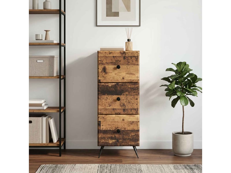Armoire de rangement bureau, armoire à tiroirs bois ancien 33 x 34,5 x 90 cm shl9690 - Conforama B