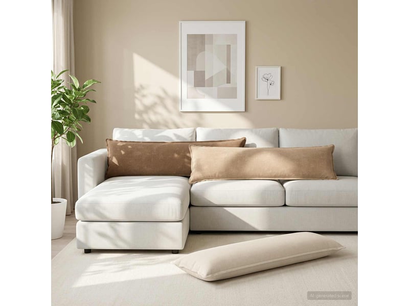 Lot de 2 housses de coussin houten crème 40 x 145 cm tissu chenille cf49300 - Conforama B