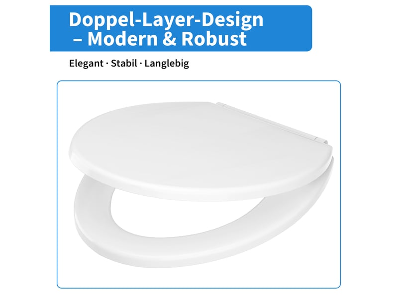  Abattant wc ovale double couche pp robuste, charnières stables, soft-close silencieux, facile à nettoyer, installation rapide PTH_33B85SXU - Conforama E