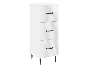 Armoire de rangement bureau, armoire à tiroirs blanc brillant 33 x 34,5 x 89,5 cm