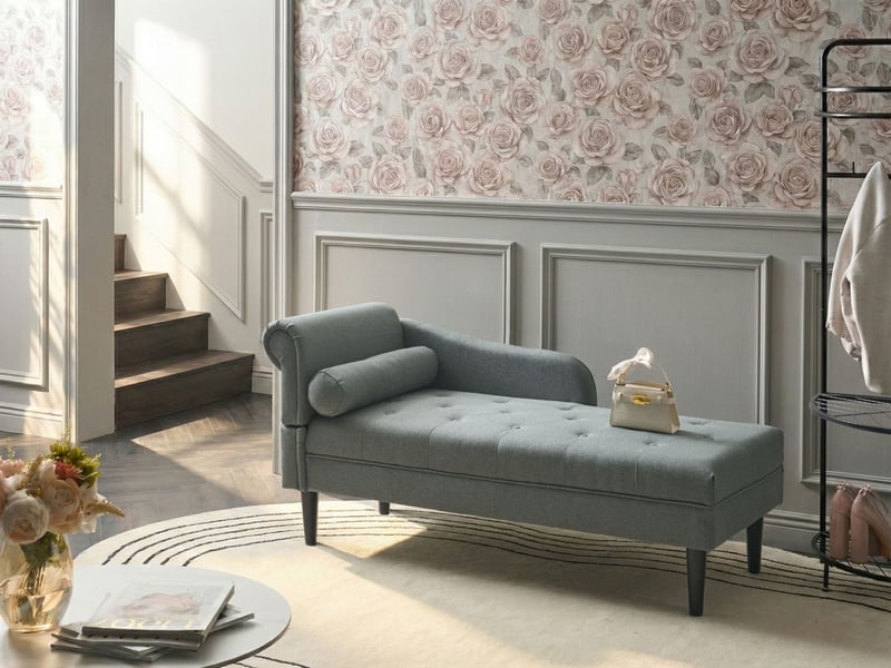 Chaise longue côté gauche yvoire tissu vert  - Conforama B